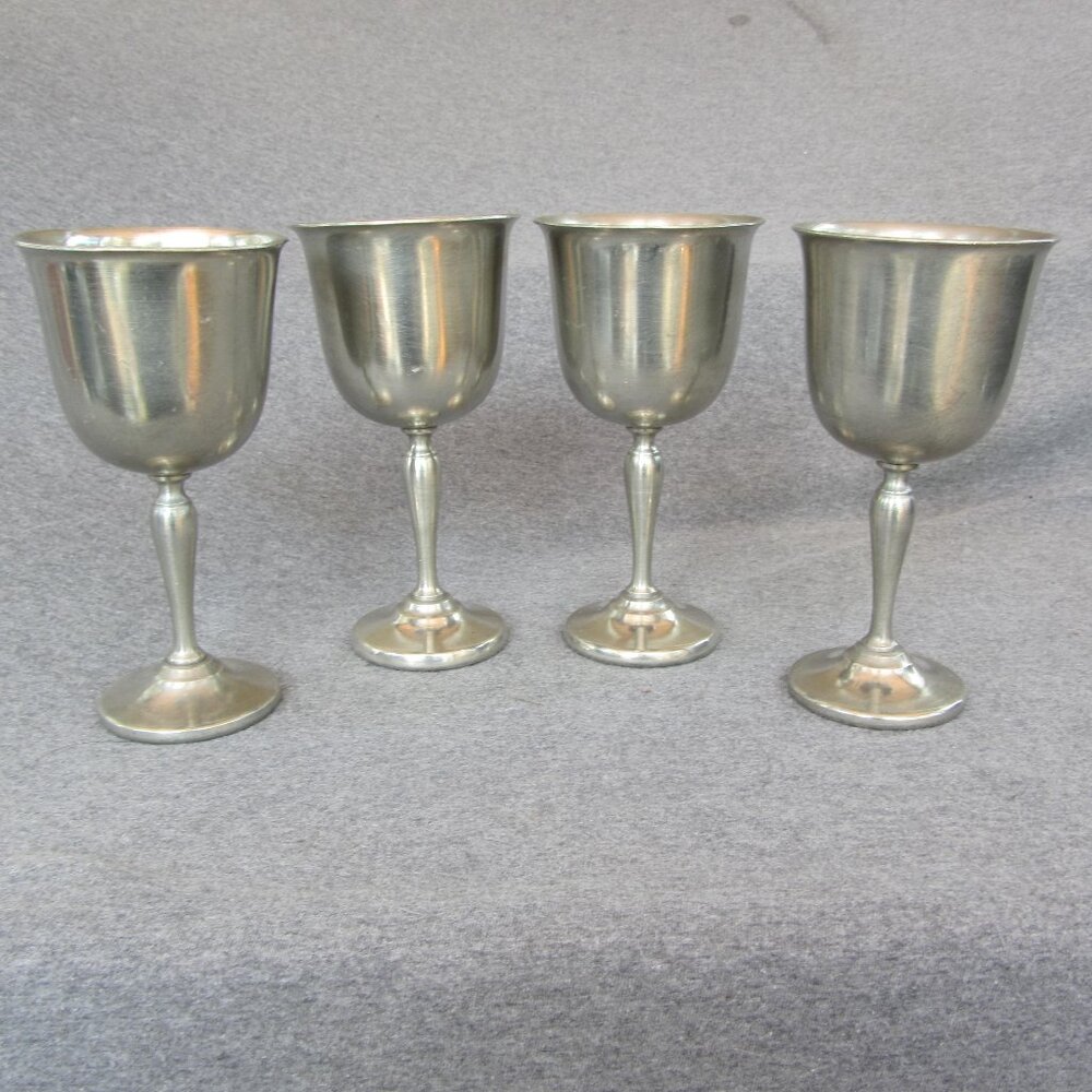 6 oz pewter chalice goblet vintage preisner 2152 set of 4 (w3080)